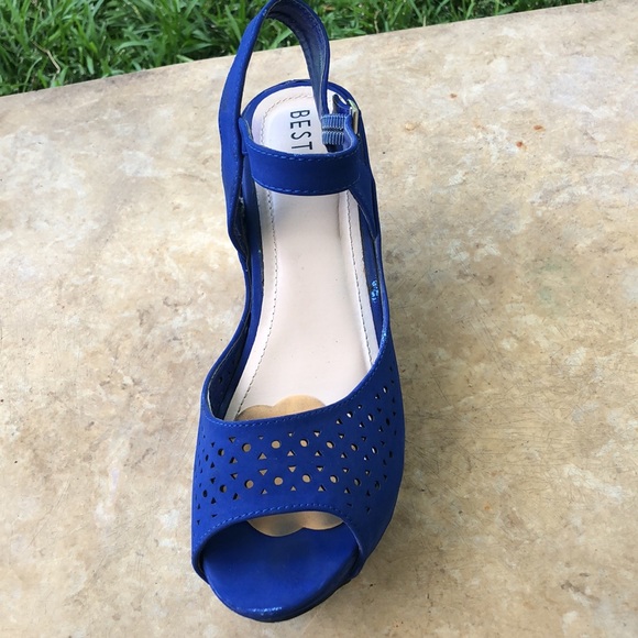 Cobalt blue faux suede platforms - Picture 2 of 4